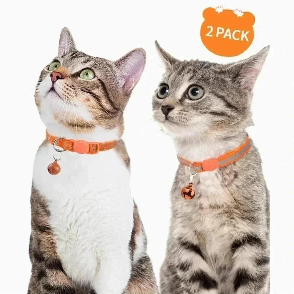 Taglory Reflective Cat Collars with Bell, 6-8” Orange